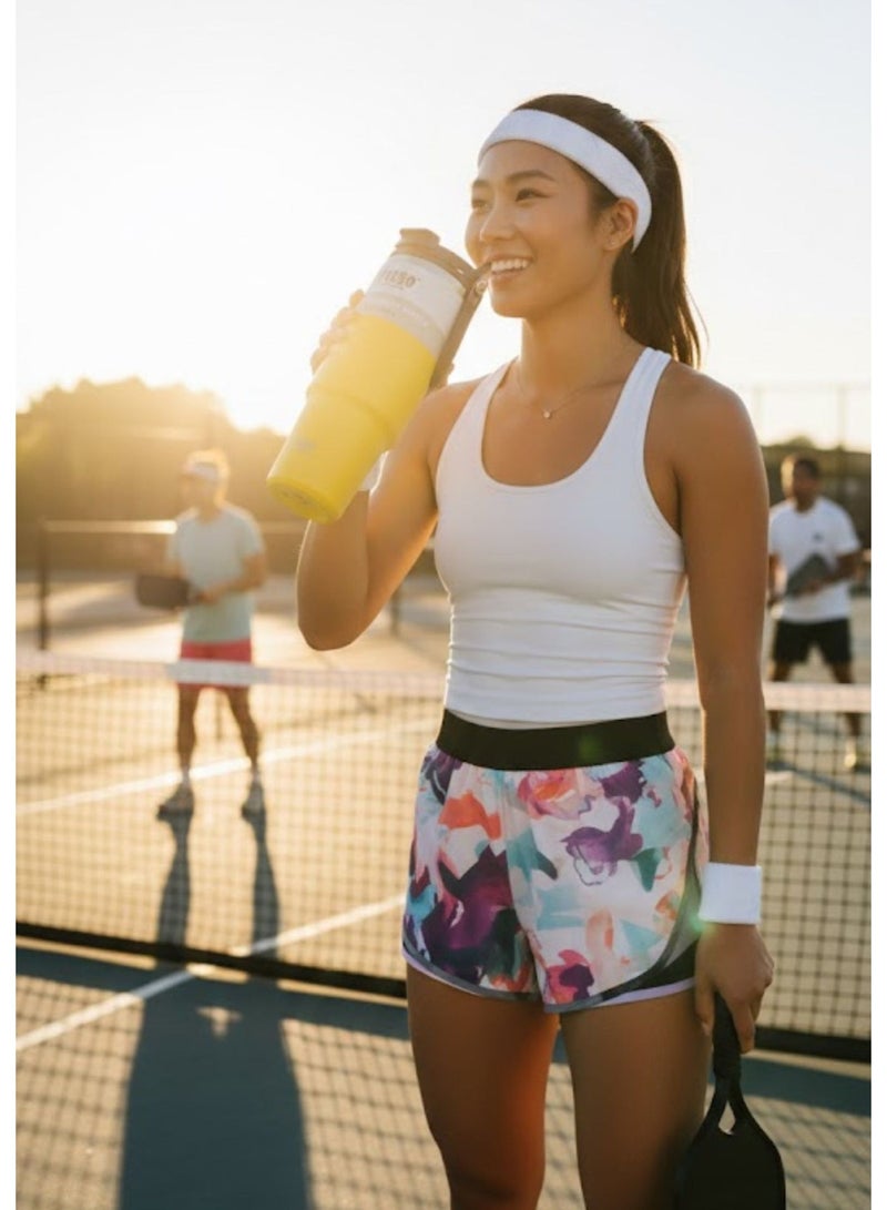 TYESO 1200ml Vacuum Insulated Tumbler 40oz Stainless Steel Travel Mug with Handle & Lid – Double Wall Thermal Water Bottle for Hot & Cold Drinks, Leakproof Large Capacity Cup – Yellow - Image 4